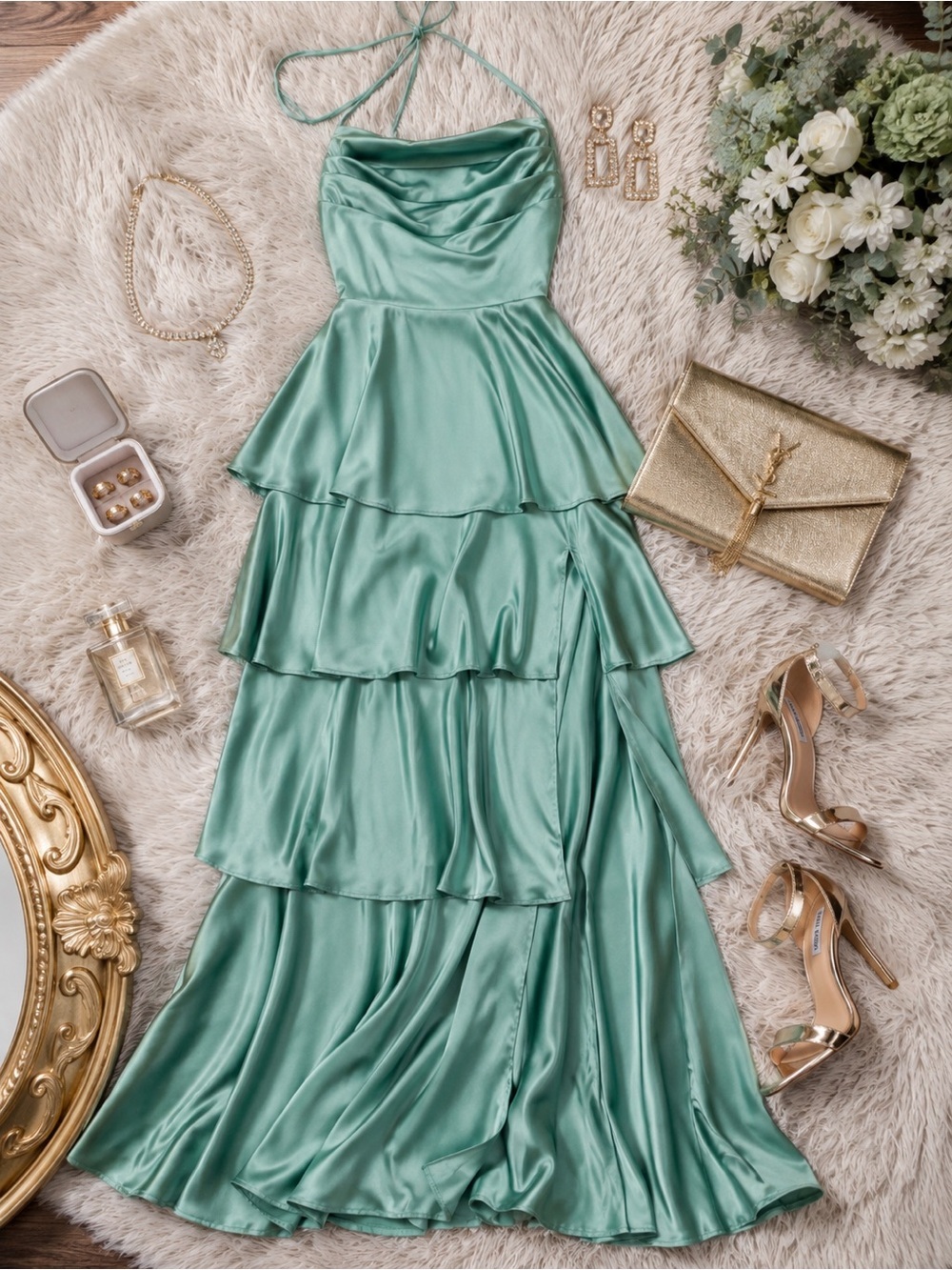 City Studios Tiered Formal Green Gown 15 16 Juniors NWT Homecoming Prom Wedding